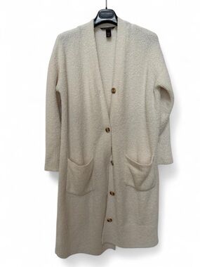 Long Cream Open-Front Button Cardigan - Victoria’s Secret | XS/S